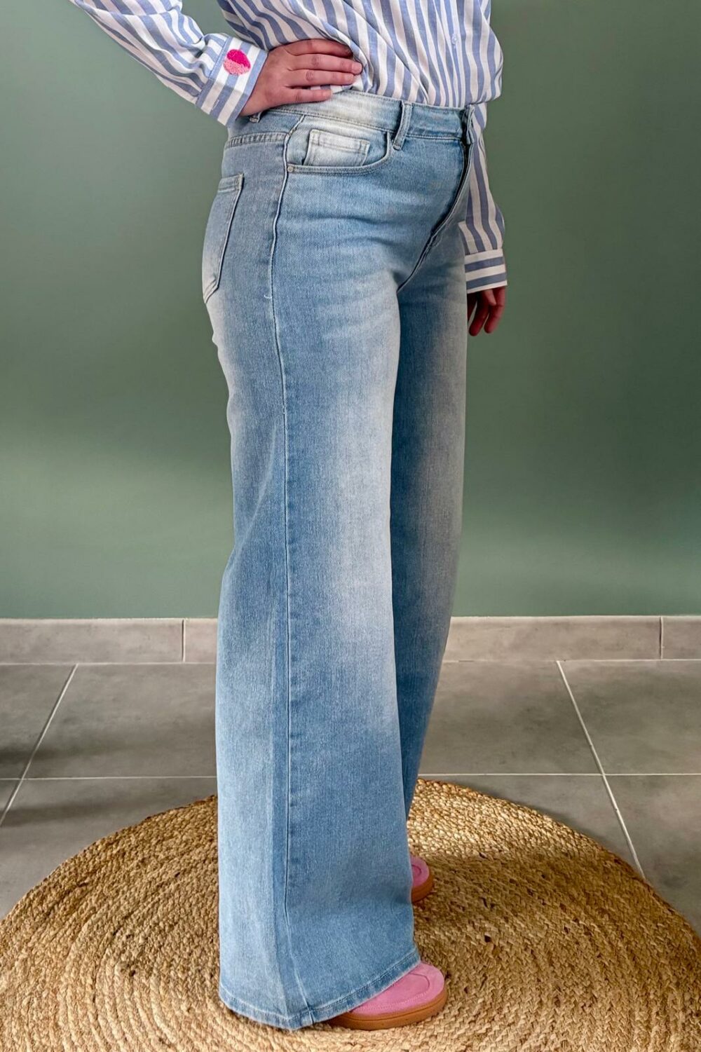 Jean Wide Leg Taille Haute – Denim Bleu Clair