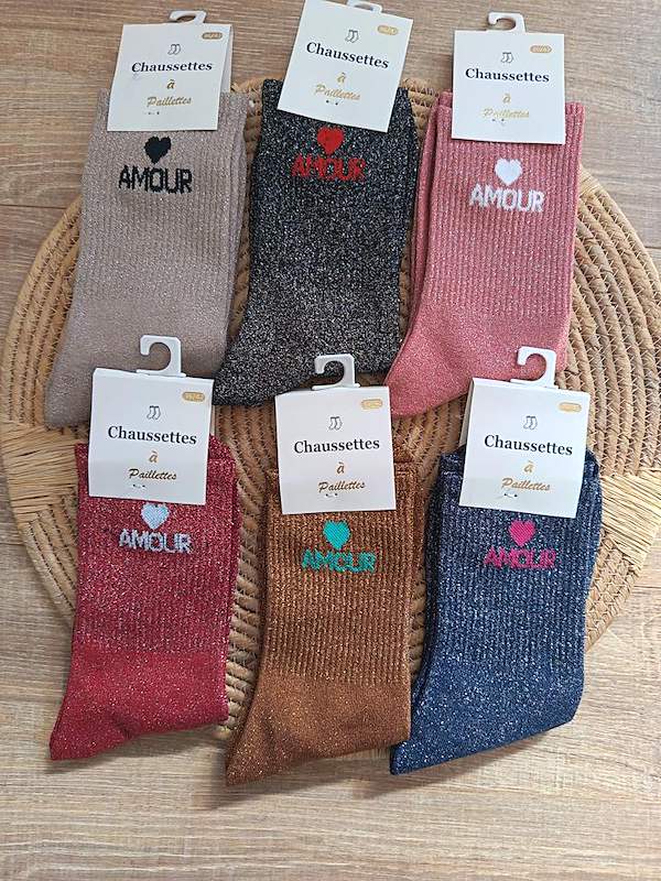 Chaussettes pailletées "Amour" ❤️