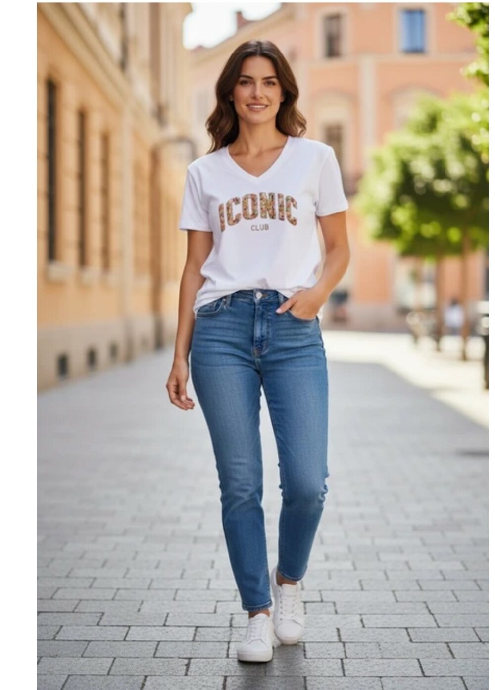 T‑shirt Iconic Club – Blanc imprimé floral