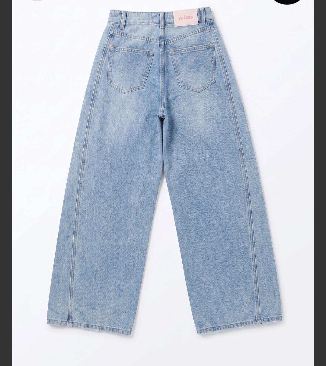 Jean large taille haute – Bleu clair – Image 3