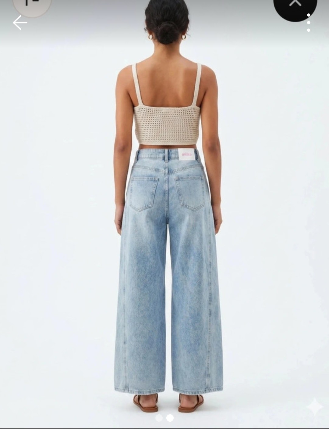 Jean large taille haute – Bleu clair – Image 2